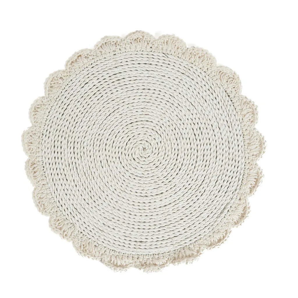 Placemat de casamento em macramê - Branco - Ø40