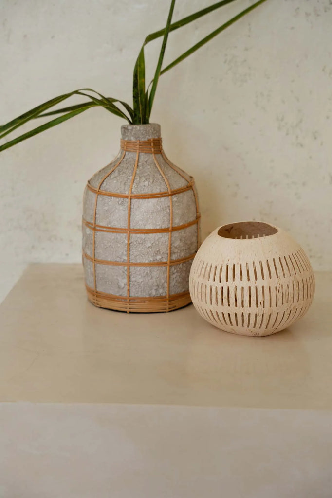 The Coconut Stripe Candle Holder