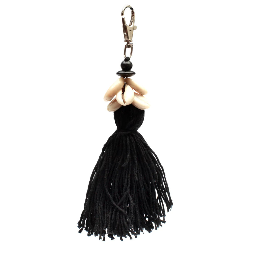 Chaveiro Cowrie Tassel - Preto