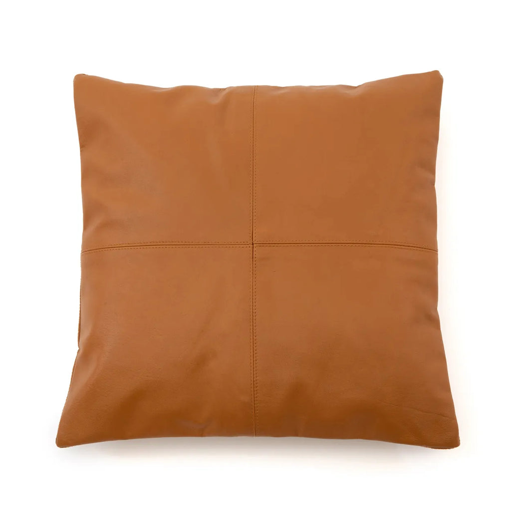 The Four Panel Leather Cushion Cover - Camel - 40x40