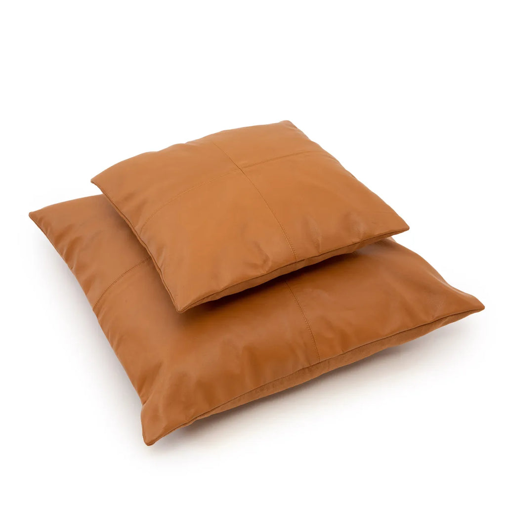 The Four Panel Leather Cushion Cover - Camel - 40x40