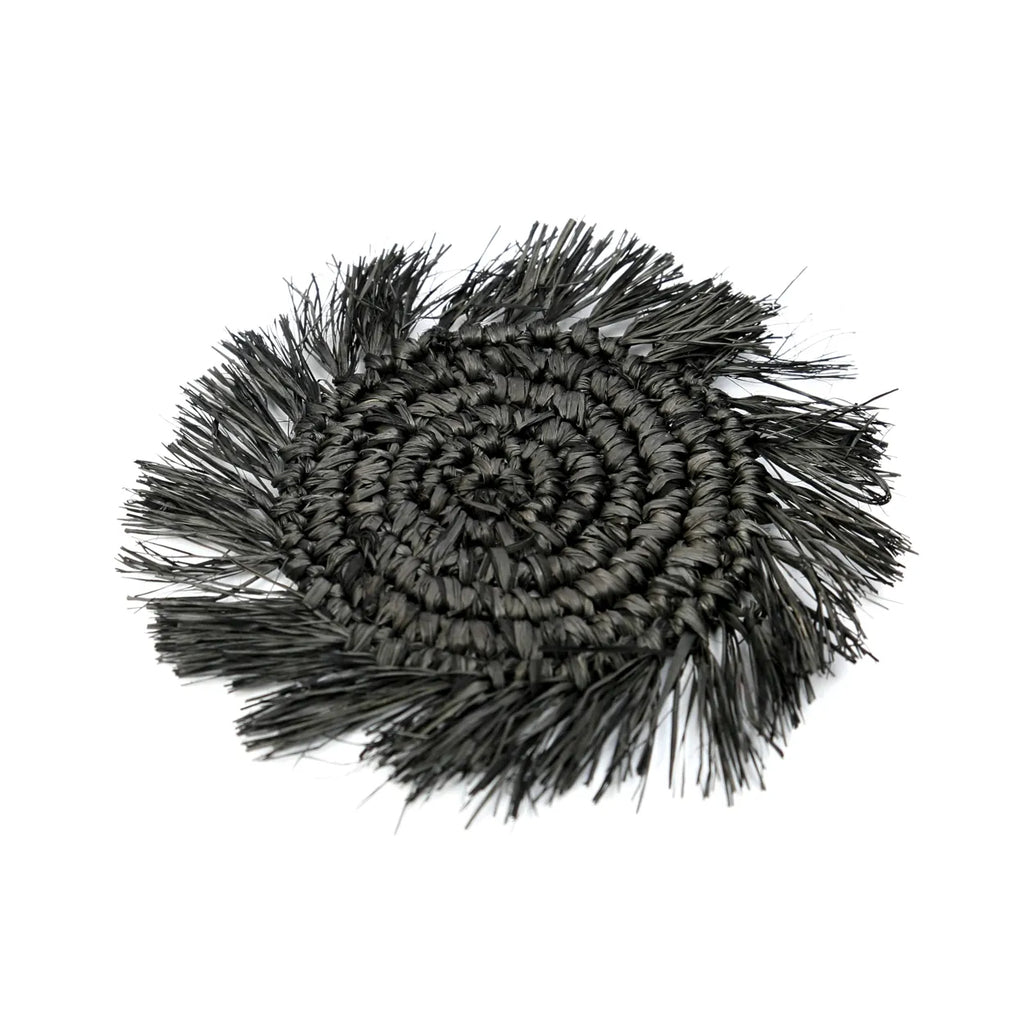 The Fringe Raffia Coaster - Black