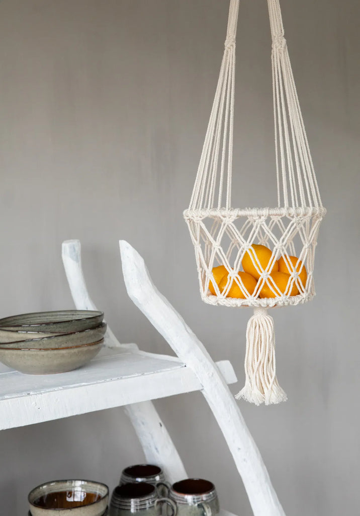 The Macrame Plant Hanger - White - L