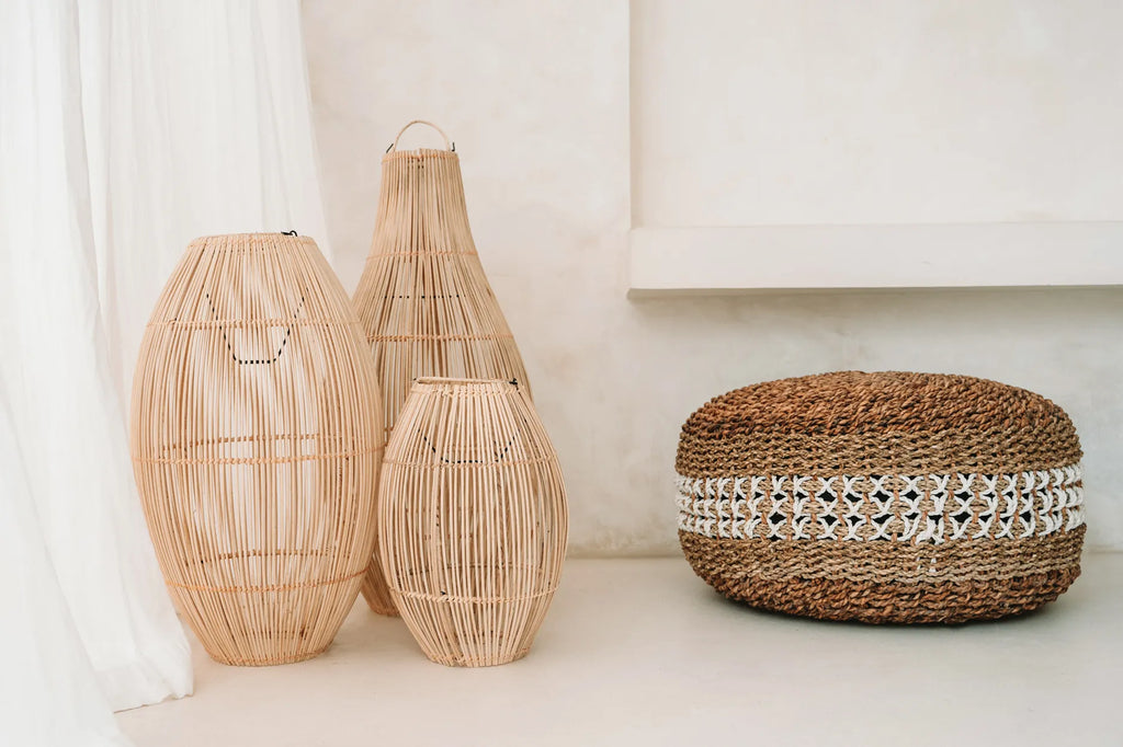 The Macrame Pouffe - Natural White - Ø60