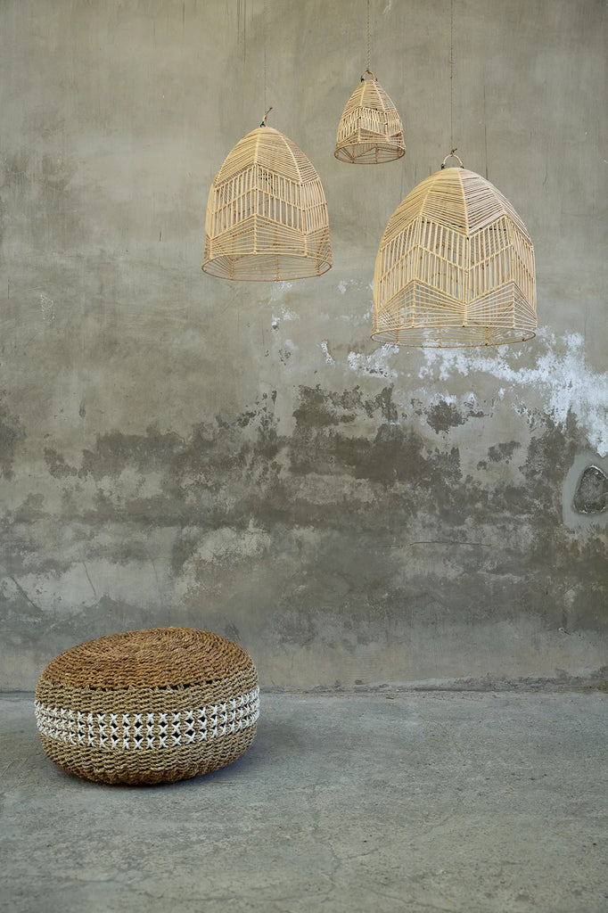 The Macrame Pouffe - Natural White - Ø60