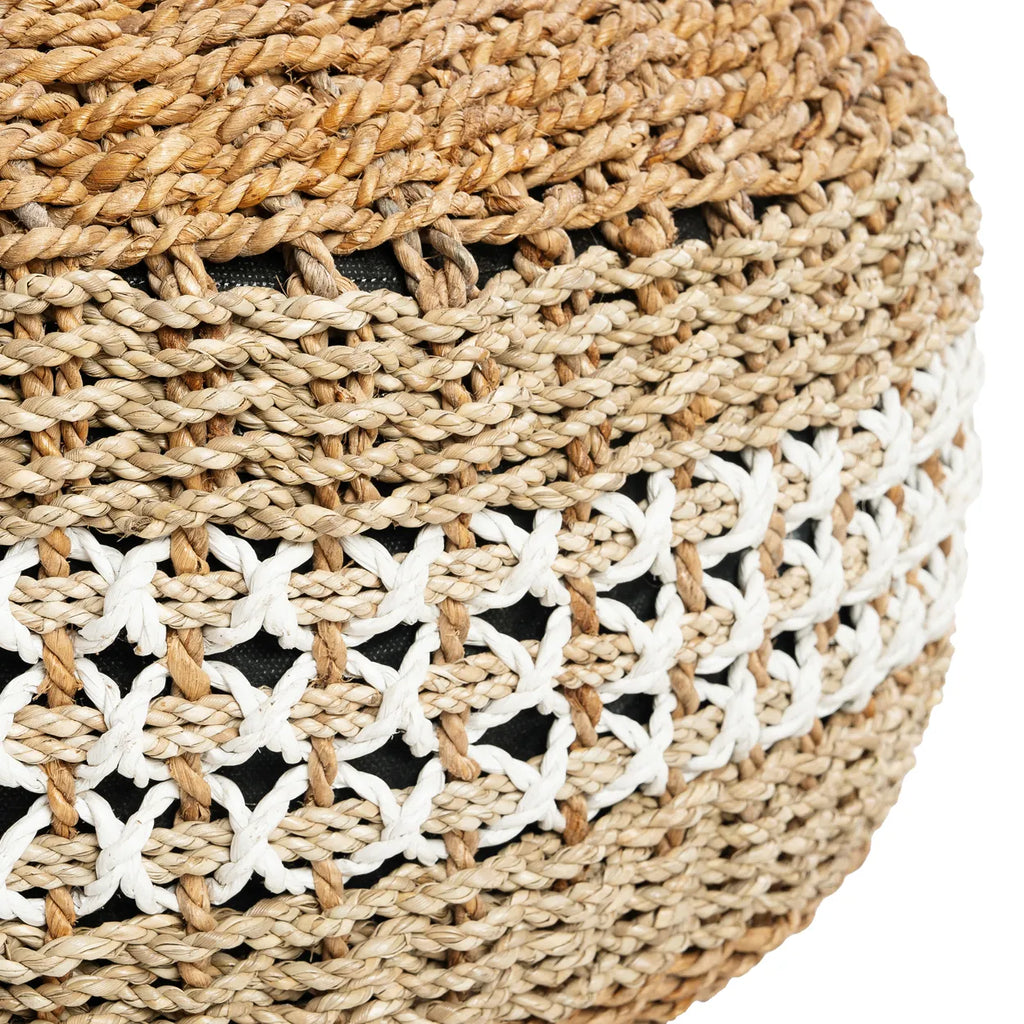 The Macrame Pouffe - Natural White - Ø60