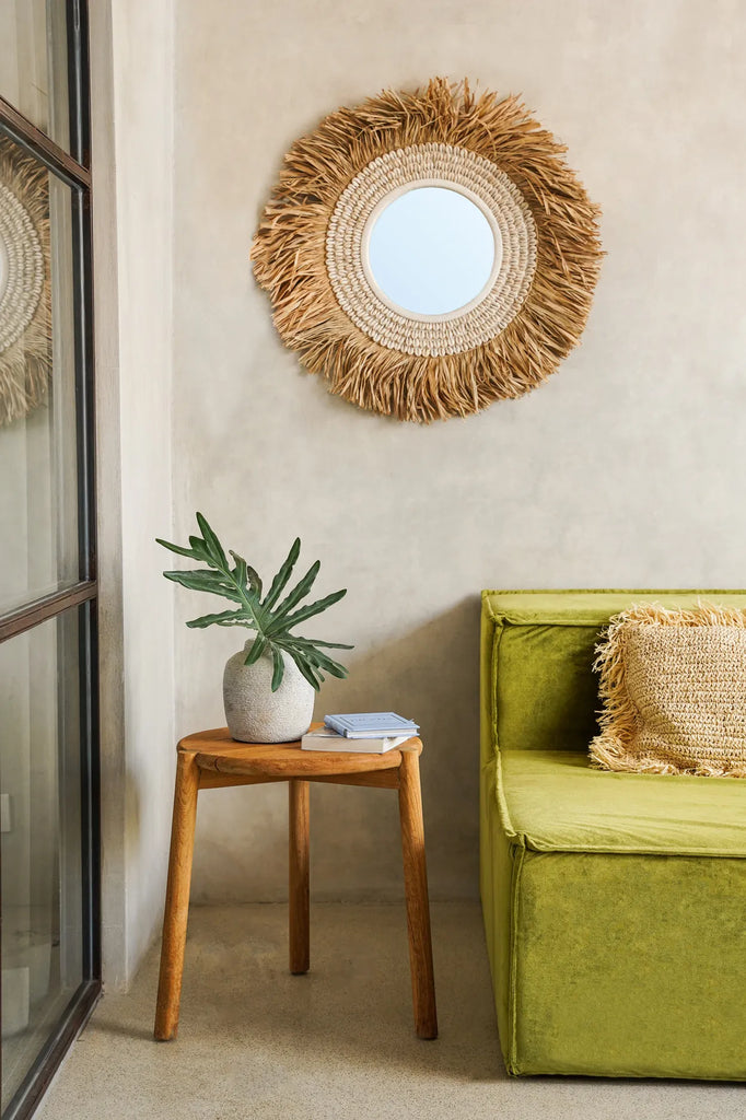 The Raffia Cowrie Mirror - Ø30