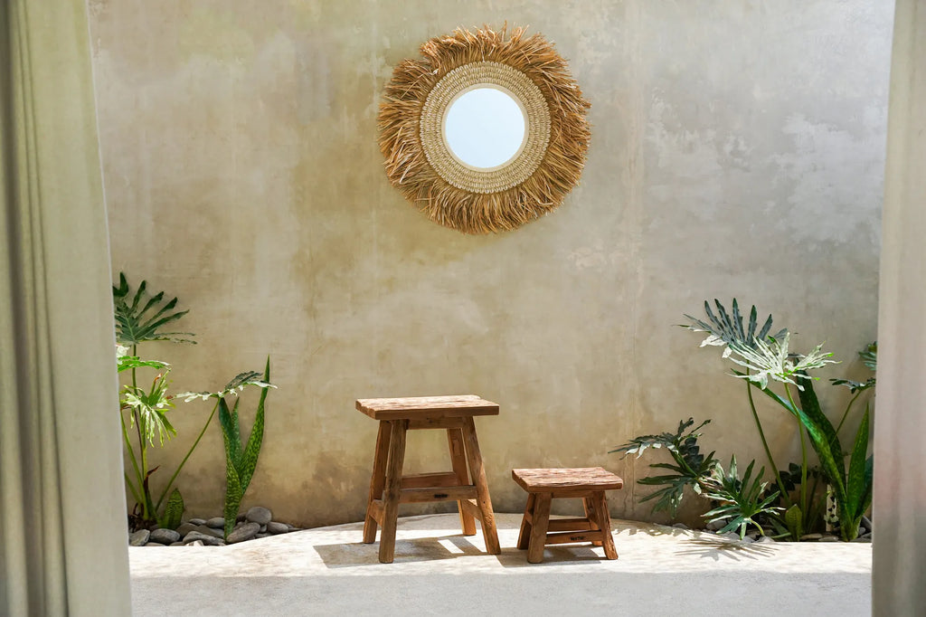 The Raffia Cowrie Mirror - Ø30