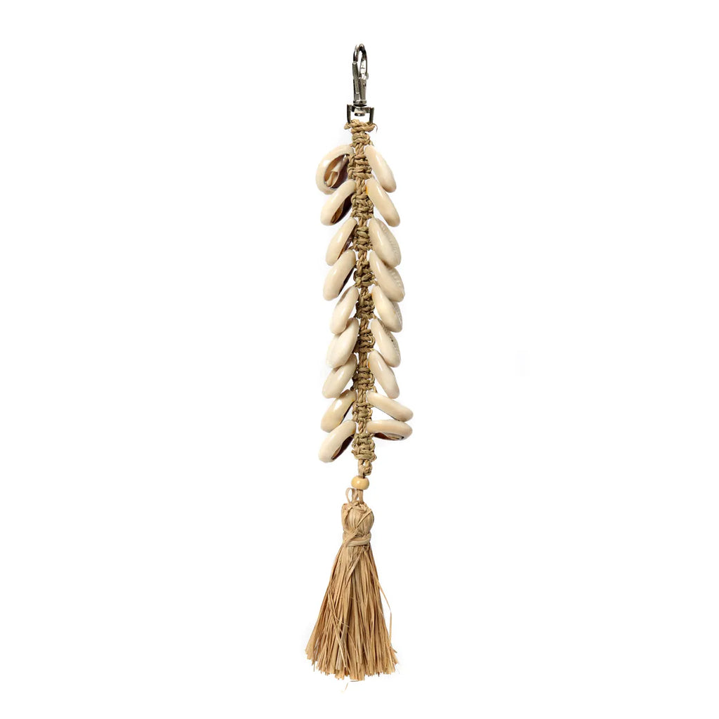 Chaveiro Raffia Fishbone - Branco Natural