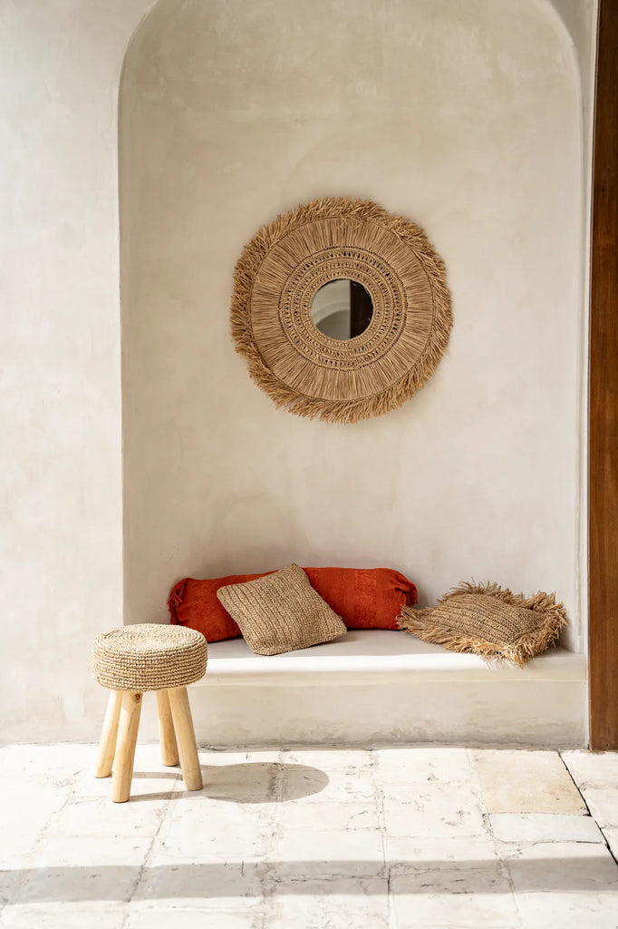 The Raffia Flores Cushion Cover - Natural - 40x40