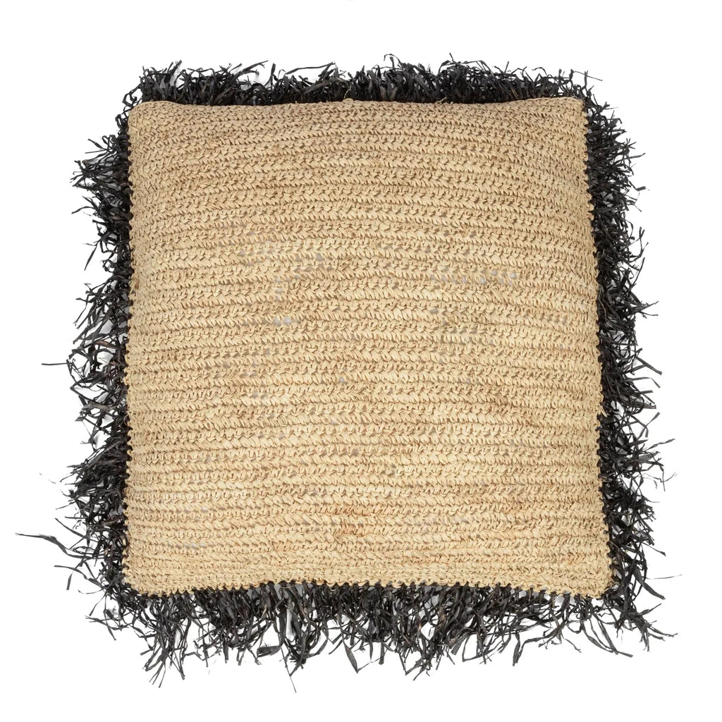 Funda de cojín de rafia - Negro natural - 60x60