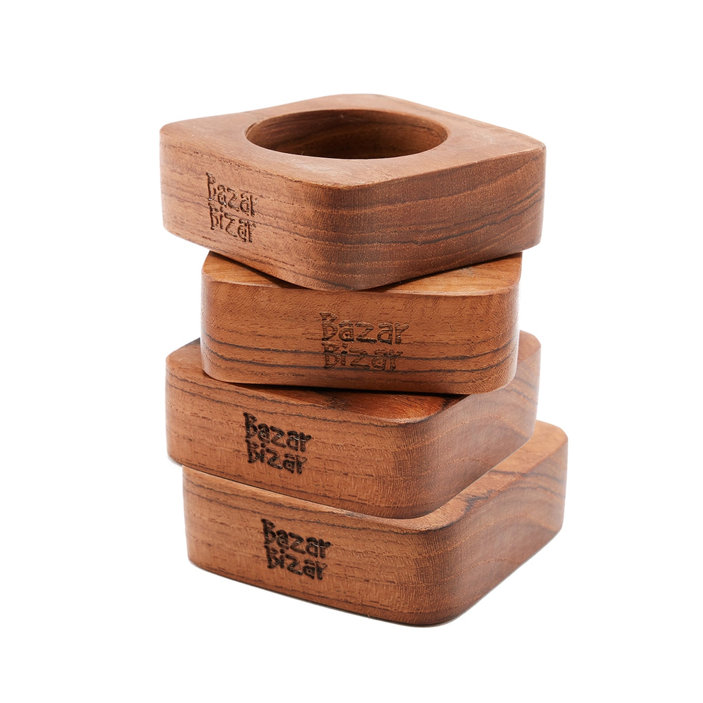 The Teak Root Napkin Ring - Set of 4