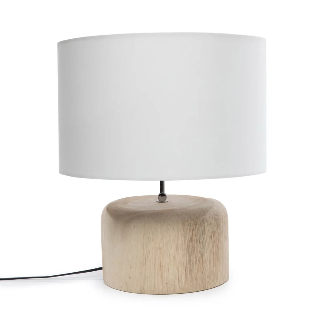 The Teak Wood Table Lamp Base - Natural White