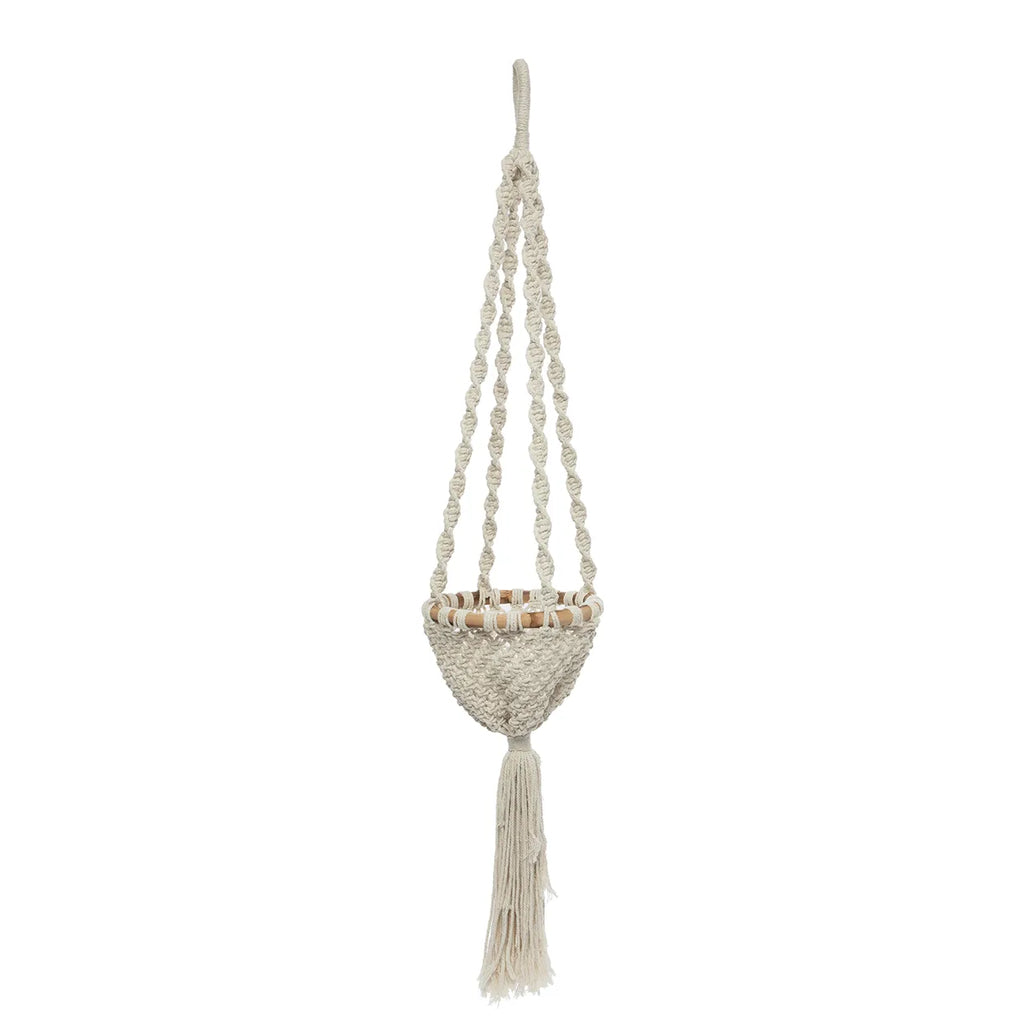 The Twisted Macrame Plant Hanger - Natural White - M