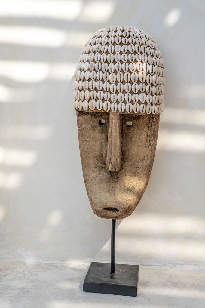 The Cowrie Mask on Stand - L